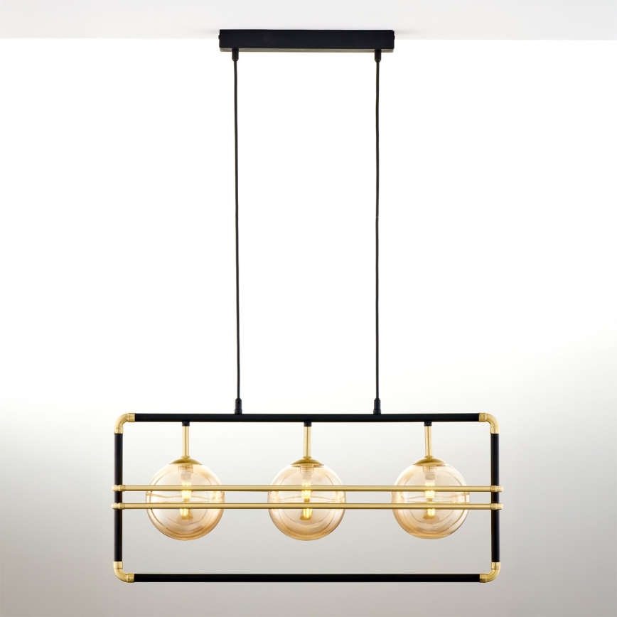 Jupiter 2027 - Lampadario a sospensione con filo FIORI 3xG9/10W/230V nero/oro/beige