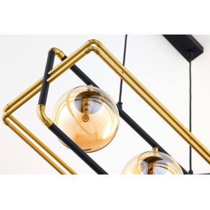 Jupiter 2027 - Lampadario a sospensione con filo FIORI 3xG9/10W/230V nero/oro/beige