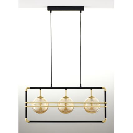 Jupiter 2027 - Lampadario a sospensione con filo FIORI 3xG9/10W/230V nero/oro/beige