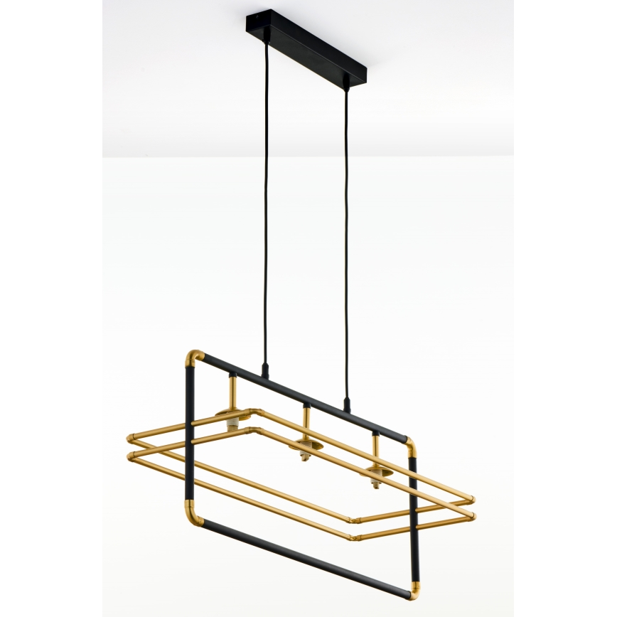 Jupiter 2027 - Lampadario a sospensione con filo FIORI 3xG9/10W/230V nero/oro/beige