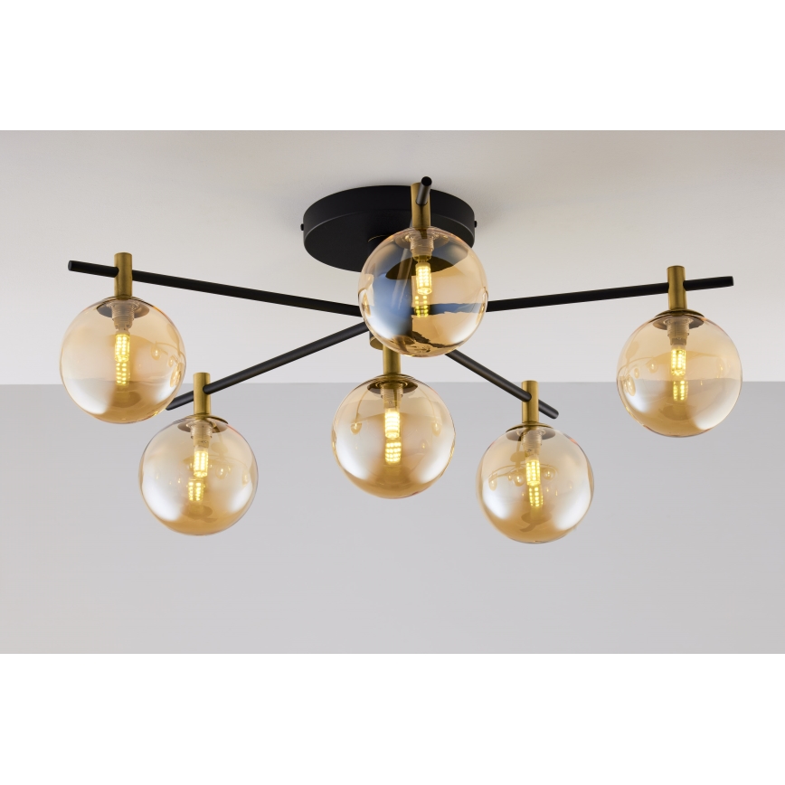 Jupiter 2033 - Lampadario a plafone FIGARO 6xG9/10W/230V nero/oro/beige
