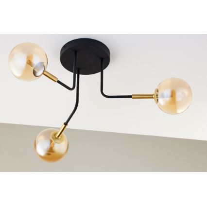 Jupiter 2037 - Lampadario a sospensione con supporto rigido BURANO 3xG9/10W/230V nero/oro/beige
