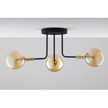 Jupiter 2037 - Lampadario a sospensione con supporto rigido BURANO 3xG9/10W/230V nero/oro/beige
