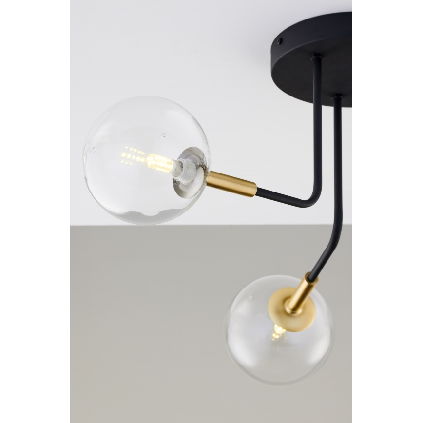 Jupiter 2039 - Lampadario a sospensione con supporto rigido BURANO 3xG9/10W/230V nero/oro/limpido
