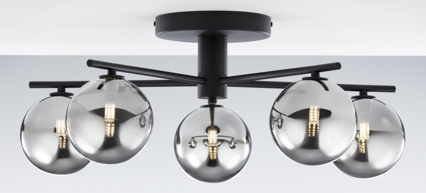 Jupiter 2048 - Lampadario a plafone PRATO 5xG9/14W/230V nero/grigio fumé