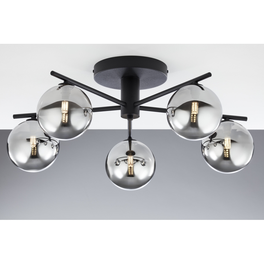 Jupiter 2048 - Lampadario a plafone PRATO 5xG9/14W/230V nero/grigio fumé