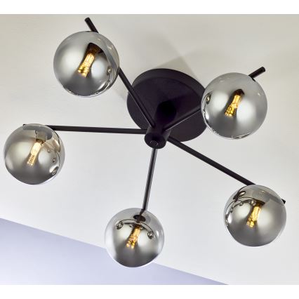 Jupiter 2048 - Lampadario a plafone PRATO 5xG9/14W/230V nero/grigio fumé