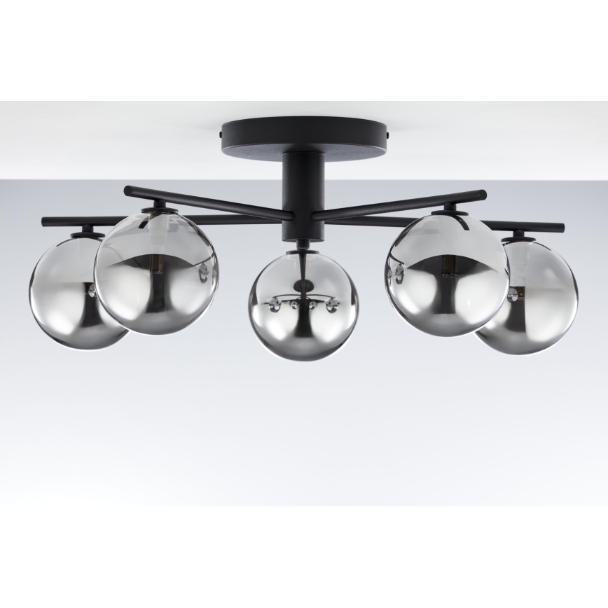 Jupiter 2048 - Lampadario a plafone PRATO 5xG9/14W/230V nero/grigio fumé
