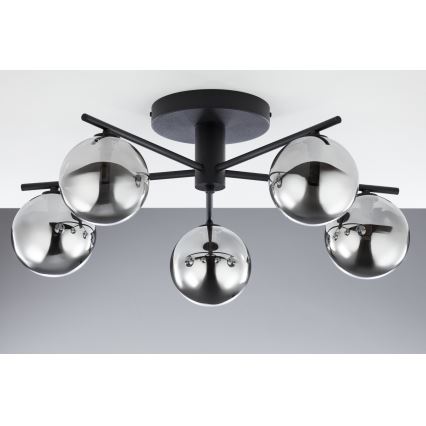 Jupiter 2048 - Lampadario a plafone PRATO 5xG9/14W/230V nero/grigio fumé