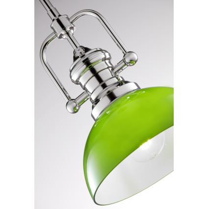 Jupiter 2071 - Lampadario su asta PLATINO 1xE27/15W/230V verde/cromo lucido