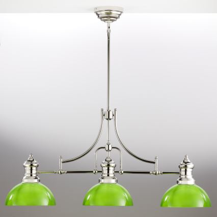 Jupiter 2072 - Lampadario su asta PLATINO 3xE27/15W/230V verde/cromo lucido