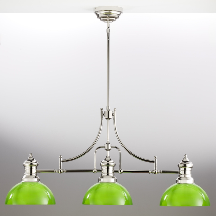 Jupiter 2072 - Lampadario su asta PLATINO 3xE27/15W/230V verde/cromo lucido