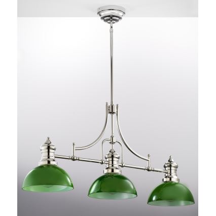 Jupiter 2072 - Lampadario su asta PLATINO 3xE27/15W/230V verde/cromo lucido