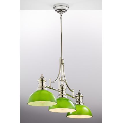 Jupiter 2072 - Lampadario su asta PLATINO 3xE27/15W/230V verde/cromo lucido