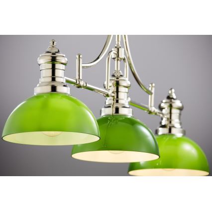 Jupiter 2072 - Lampadario su asta PLATINO 3xE27/15W/230V verde/cromo lucido