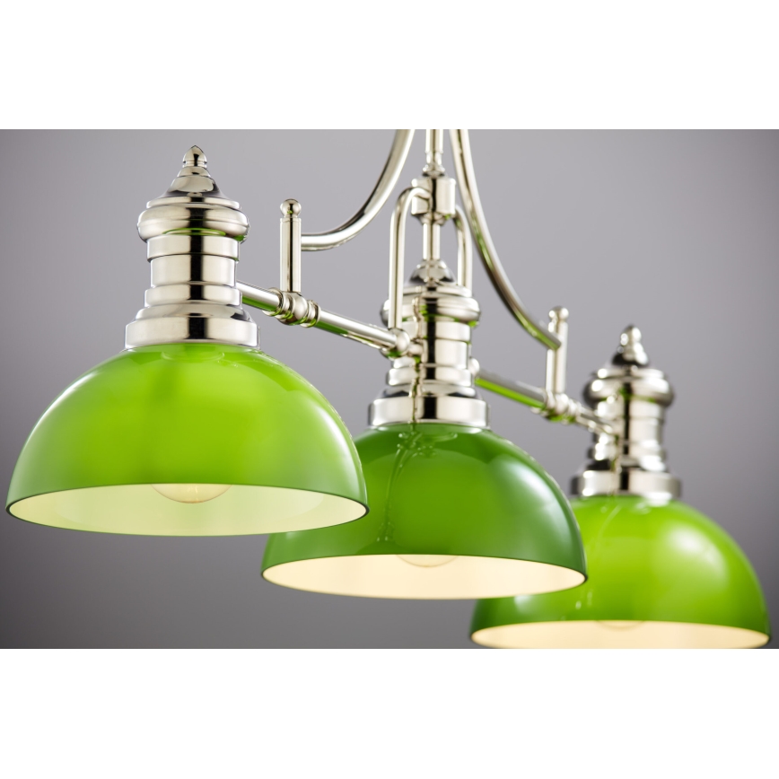 Jupiter 2072 - Lampadario su asta PLATINO 3xE27/15W/230V verde/cromo lucido