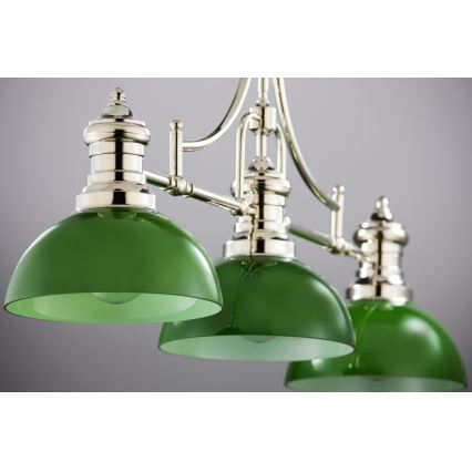 Jupiter 2072 - Lampadario su asta PLATINO 3xE27/15W/230V verde/cromo lucido