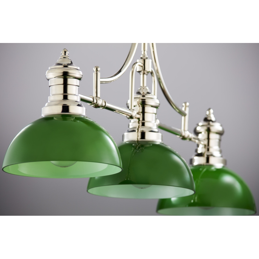 Jupiter 2072 - Lampadario su asta PLATINO 3xE27/15W/230V verde/cromo lucido