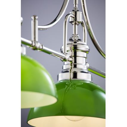 Jupiter 2072 - Lampadario su asta PLATINO 3xE27/15W/230V verde/cromo lucido