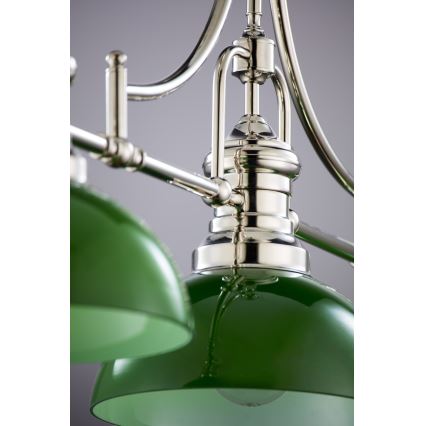 Jupiter 2072 - Lampadario su asta PLATINO 3xE27/15W/230V verde/cromo lucido