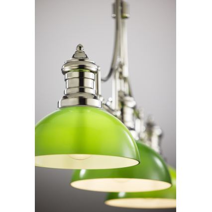 Jupiter 2072 - Lampadario su asta PLATINO 3xE27/15W/230V verde/cromo lucido