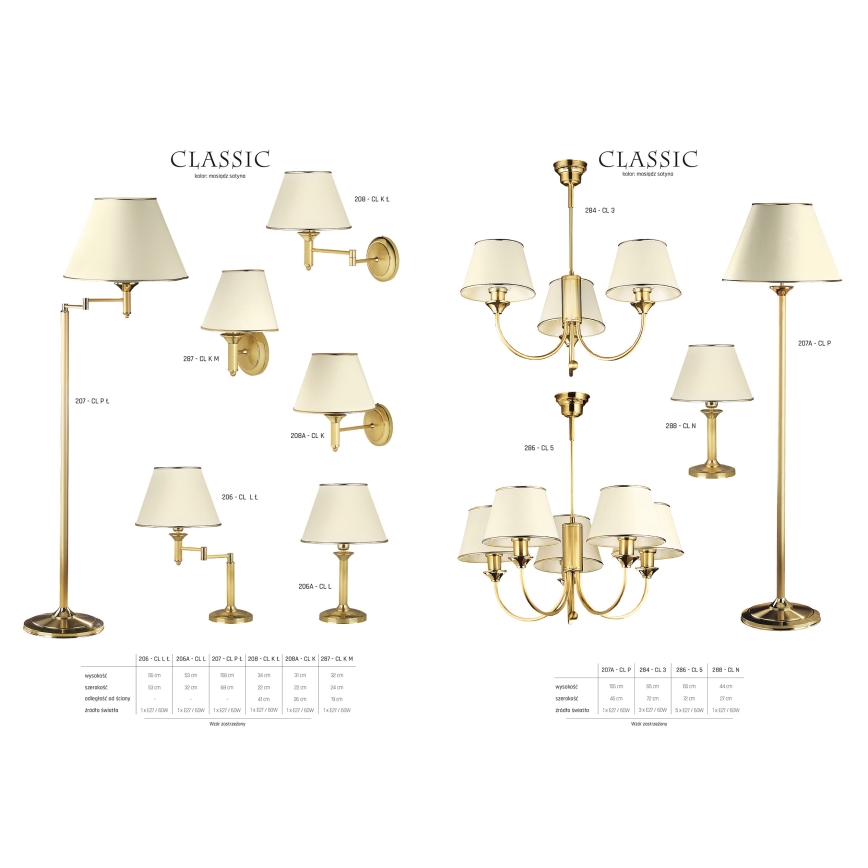 Jupiter 207A - CL P - Lampada da terra CLASSIC 1xE27/60W/230V
