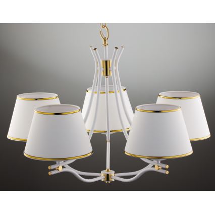 Jupiter 2084 - Lampadario a catena SAMBA 5xE27/15W/230V bianco/oro