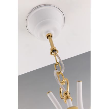 Jupiter 2084 - Lampadario a catena SAMBA 5xE27/15W/230V bianco/oro