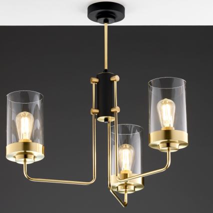 Jupiter 2087 - Lampadario a stelo RAMIREZ 3xE27/15W/230V dorato/nero