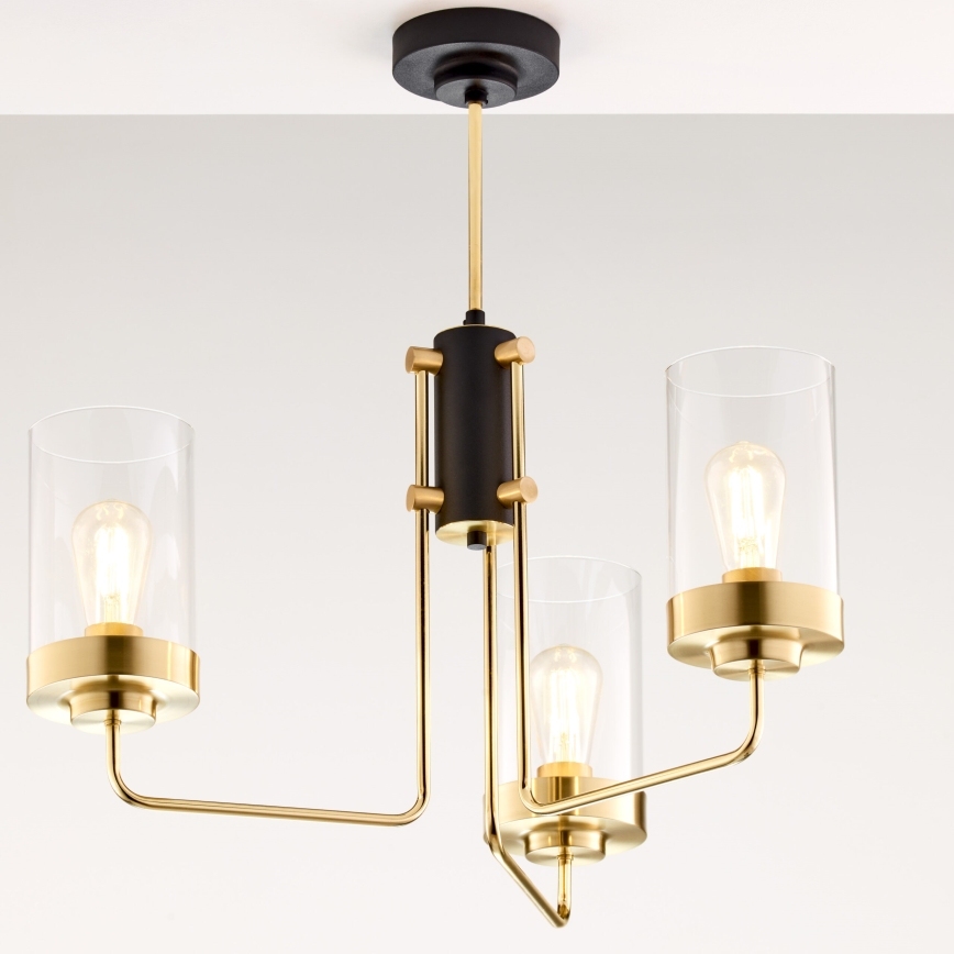 Jupiter 2087 - Lampadario a stelo RAMIREZ 3xE27/15W/230V dorato/nero