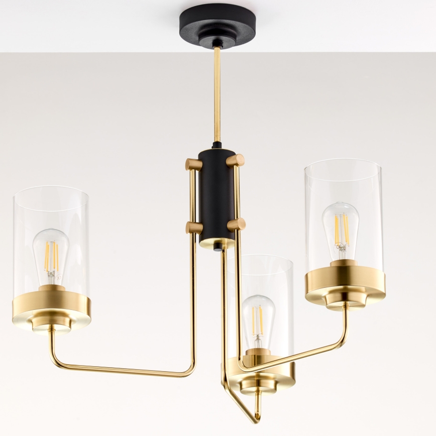 Jupiter 2087 - Lampadario a stelo RAMIREZ 3xE27/15W/230V dorato/nero