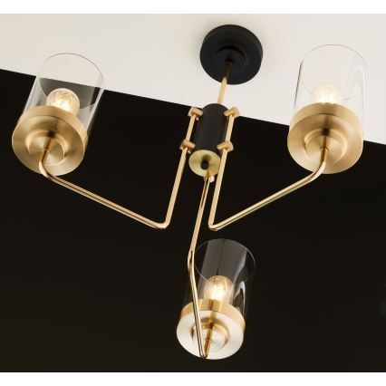 Jupiter 2087 - Lampadario a stelo RAMIREZ 3xE27/15W/230V dorato/nero