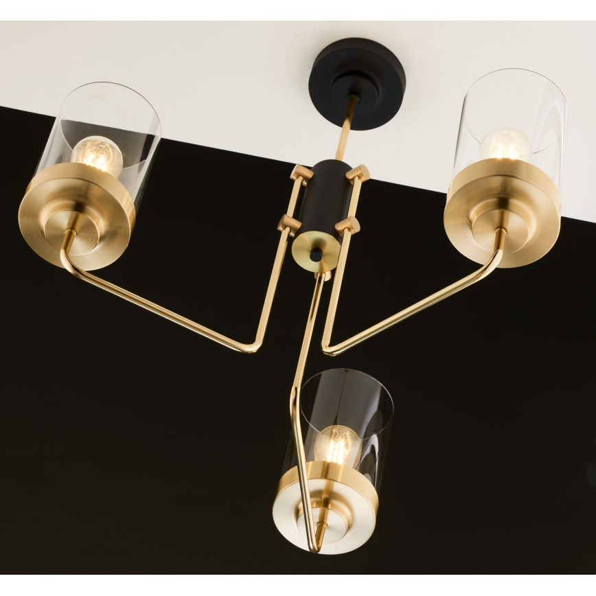 Jupiter 2087 - Lampadario a stelo RAMIREZ 3xE27/15W/230V dorato/nero