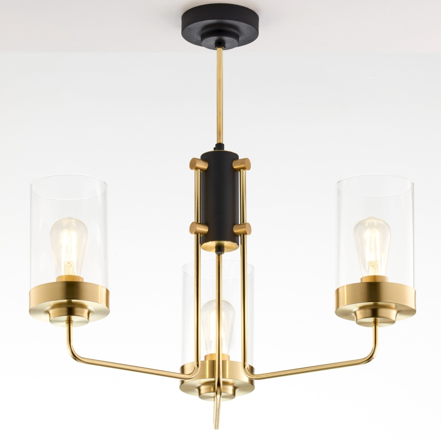 Jupiter 2087 - Lampadario a stelo RAMIREZ 3xE27/15W/230V dorato/nero