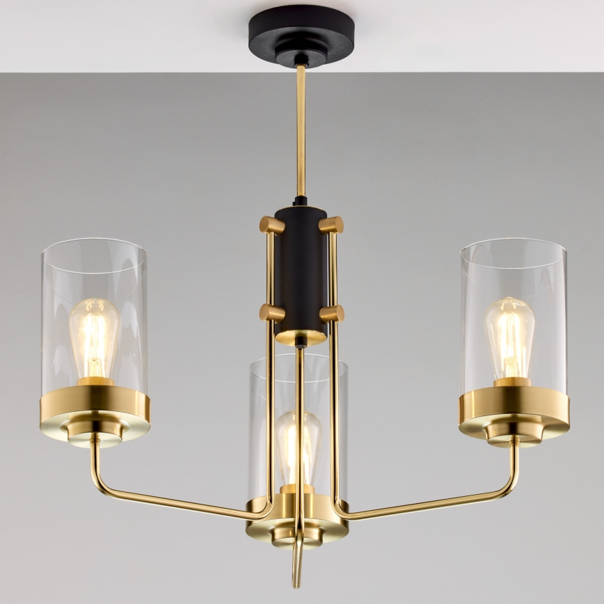 Jupiter 2087 - Lampadario a stelo RAMIREZ 3xE27/15W/230V dorato/nero