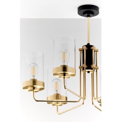 Jupiter 2089 - Lampadario a stelo RAMIREZ 6xE27/15W/230V oro/nero