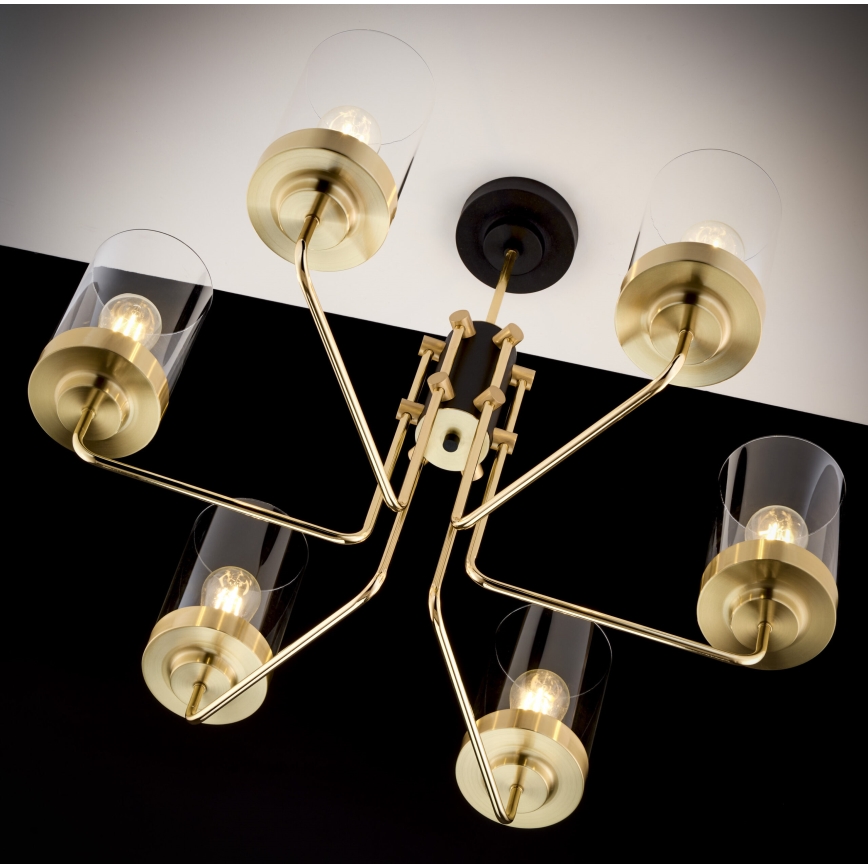 Jupiter 2089 - Lampadario a stelo RAMIREZ 6xE27/15W/230V oro/nero