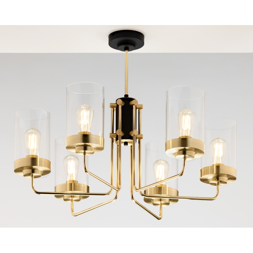 Jupiter 2089 - Lampadario a stelo RAMIREZ 6xE27/15W/230V oro/nero