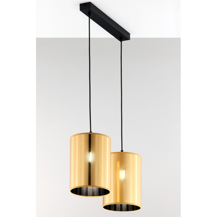 Jupiter 2091 - Lampadario a sospensione CORTINA con cavo 2xE27/15W/230V oro/nero