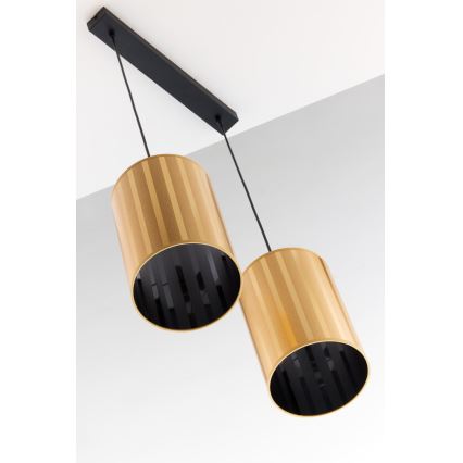 Jupiter 2091 - Lampadario a sospensione CORTINA con cavo 2xE27/15W/230V oro/nero