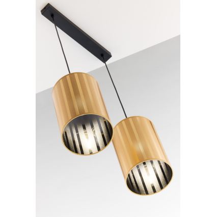 Jupiter 2091 - Lampadario a sospensione CORTINA con cavo 2xE27/15W/230V oro/nero