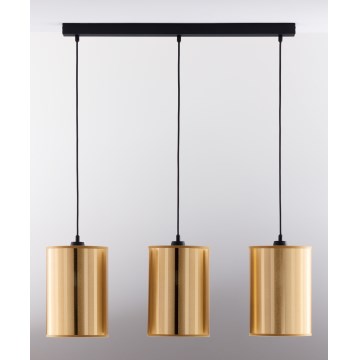 Jupiter 2092 - Lampadario sospeso su cavo CORTINA 3xE27/15W/230V oro/nero