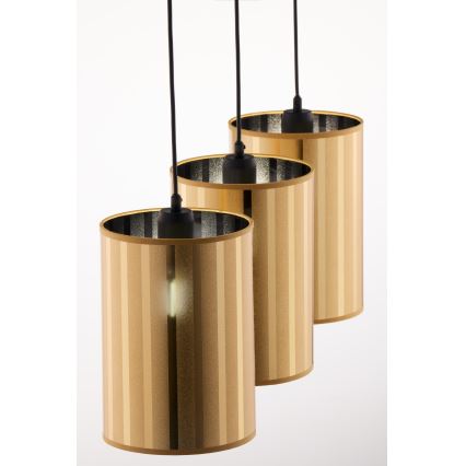 Jupiter 2092 - Lampadario sospeso su cavo CORTINA 3xE27/15W/230V oro/nero