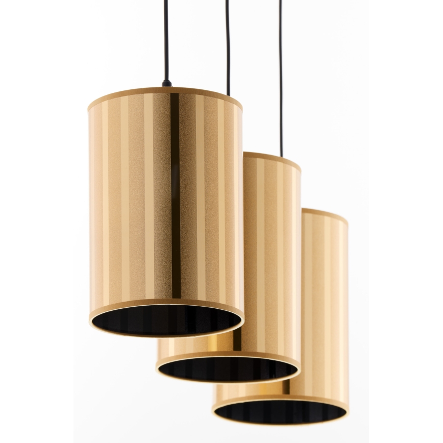 Jupiter 2092 - Lampadario sospeso su cavo CORTINA 3xE27/15W/230V oro/nero