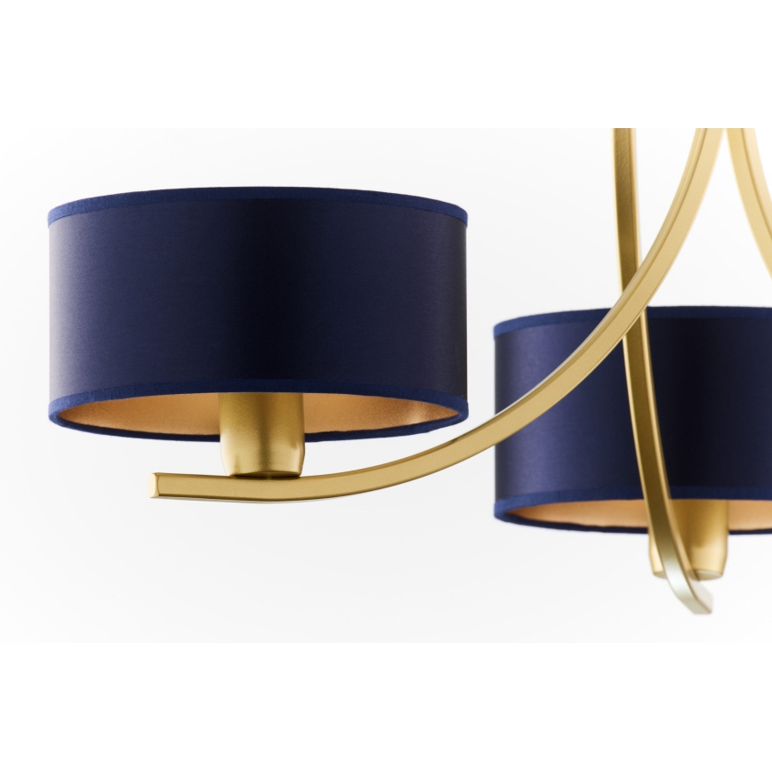 Jupiter 2093 - Lampadario a catena ARTHUR 3xE27/15W/230V blu/oro