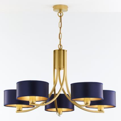 Jupiter 2094 - Lampadario a catena ARTHUR 5xE27/15W/230V blu/oro