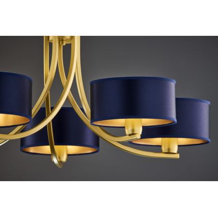 Jupiter 2094 - Lampadario a catena ARTHUR 5xE27/15W/230V blu/oro