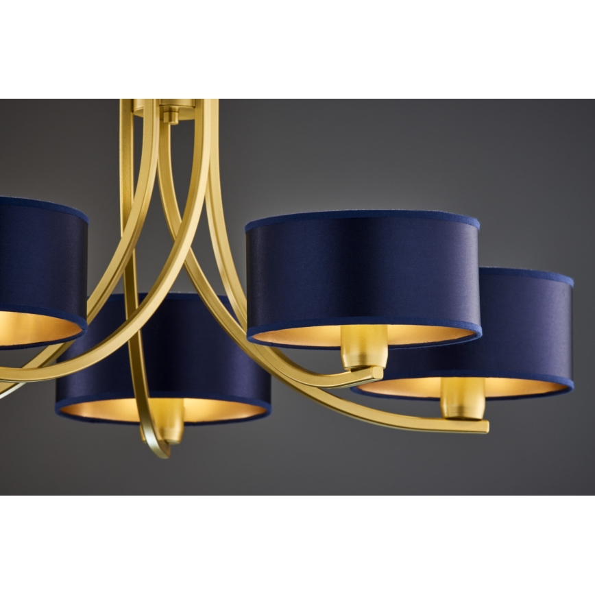 Jupiter 2094 - Lampadario a catena ARTHUR 5xE27/15W/230V blu/oro