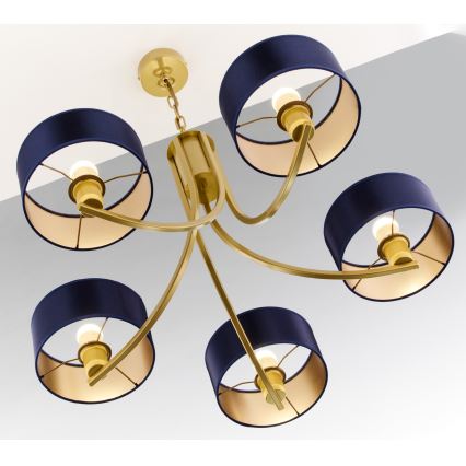Jupiter 2094 - Lampadario a catena ARTHUR 5xE27/15W/230V blu/oro