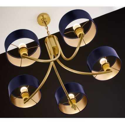 Jupiter 2094 - Lampadario a catena ARTHUR 5xE27/15W/230V blu/oro
